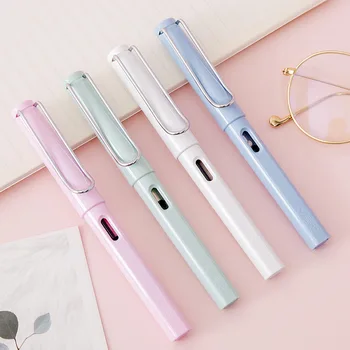 Creative Macaroon Color Rectify Writing Posture Replaceable EF Nib Fountain Pen Caligraphy Pens School Office Writing Supply Изображение