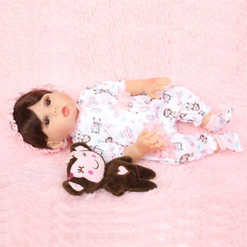 Full Glue Dolls Maddie 18Inch Girl 3D боядисана бебешка кукла с вкоренена коса за детски подарък Muñecas Reborn Simulation DollCollection Изображение