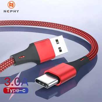 кабел USB C 3A бързо зареждане тип C към USB за Huawei P20 Samsung Galaxy S20 S10 S9 Xiaomi тип C зарядно устройство USBC кабел за данни 3m Изображение