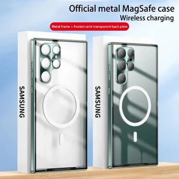 Метален магнитен за Samsung S24 S23 S22Ultra S23FE Note20Ultra Magsafe Едностранен калъф за задния панел на компютъра със защита на обектива Изображение