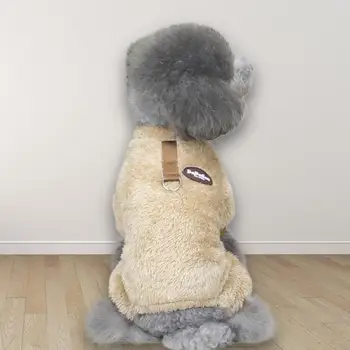 Миещ се шик уютен плюшен четири крака кученце палто мек домашен любимец зимен топ с пръстен за дома Изображение