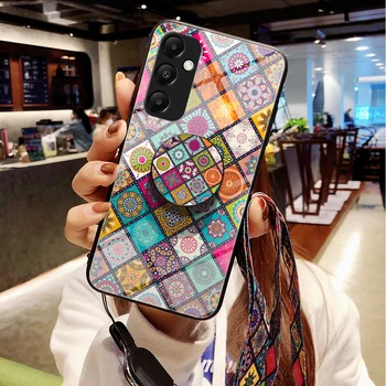 10Pcs закалено стъкло телефон случай за Samsung A71 A02S A11 M11 A12 A21S A42 A51 A52 A72 F62 цвят модел ремък стойка капак Изображение
