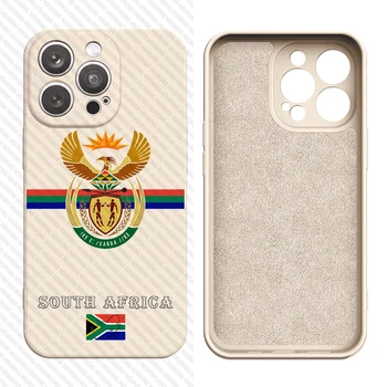 Южна Африка герб течен силиконов калъф за iPhone 15 14 13 12 11 Pro Max XS XR Mini 7 8 6S Plus 5 SE Изображение