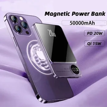 50000mAh Macsafe магнитна мощност банка PD20W 15W безжично бързо зарядно външно спомагателно устройство за Magsafe iPhone 15 14 13 Изображение