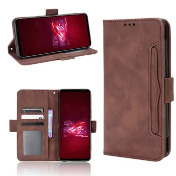 За Asus Rog Телефон 6 Pro Case Луксозен Flip PU кожен портфейл Магнитен адсорбционен калъф за Asus Rog Телефон 5 3 Карта слот телефонни чанти Изображение