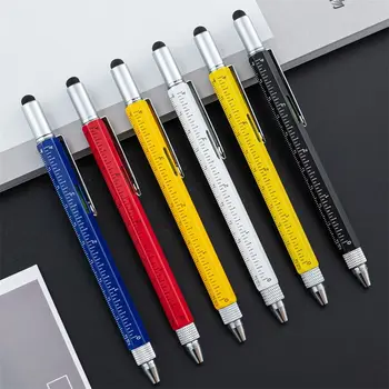 6in1 многофункционална капацитивна писалка с отвертка 1.0mm пълнител химикалка екран докосване писалка дървообработващи писалка офис консумативи Изображение