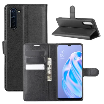 Калъф за OPPO Reno 3A (6.44in) Cover Wallet Card Stent Book Style Flip Leather Protect black Reno3A CPH2013 за OPPO Reno3 A Изображение