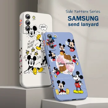 NEW Мини Маус Мики телефон случай за Samsung S22 S21 S20 FE S10 бележка 20 10 Ultra Lite плюс течност ляво въже капак Изображение
