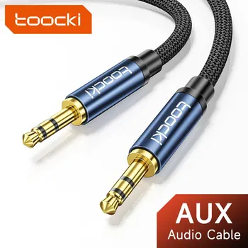 Toocki AUX кабел за високоговорители 3.5mm жак мъжки към мъжки аудио кабел за адаптер за слушалки за кола Xiaomi Samsung AUX кабел Изображение