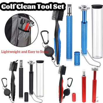 Golf Clean Tool Set Прибиращ се Golf Club Brush и Groove Sharpener Golf Club Groove Cleaner Set за всички голф ютии Изображение