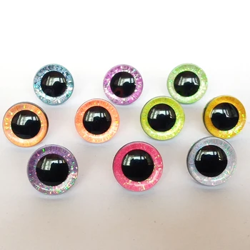 20pcs/10pairs Нов цвят 3D безопасност играчка очи + блясък нетъкан текстил + миене безопасност блясък играчка очи за DIY плюшени играчки Изображение