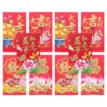 50pcs китайски стил традиционни червени пликове пари торбички червени пакети Нова година подарък Изображение