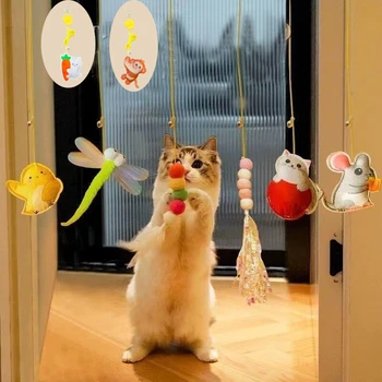 Интерактивна котка играчка висяща симулация котка играчка смешно самостоятелно хей интерактивна играчка за котенце играе тийзър пръчка играчка котка доставки Изображение