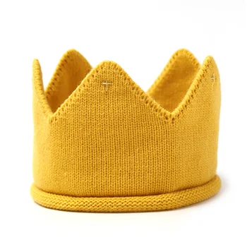рожден ден плетена шапка момче & момиче 1-ва лента за глава Beanie топла капачка за малко дете жълто Изображение