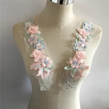 бродирана яка за жени 3D цвете дантела полиестерна рокля DIY риза подвижни лепенки яки занаятчийски аксесоари за приложения Изображение