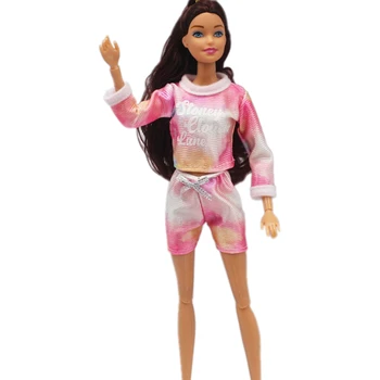 Doll Clothes 1Set Нова модна тениска / яке + панталони / панталони, подходящи за 11.8inch Барби кукла случайни дрехи момиче подарък Изображение