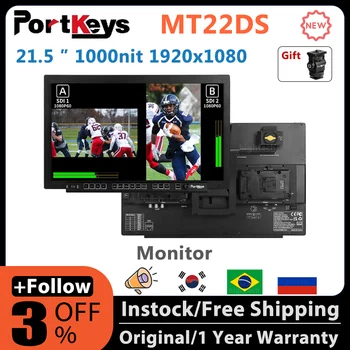 Portkeys MT22DS 21.5 инчов двуекранен многокамерен монитор за производство на излъчване Поддръжка на HDMI 3G-SDI безжично видео предаване Изображение
