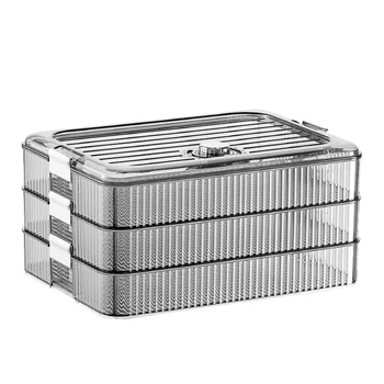 Fresh-съхранение кутия прозрачен голям капацитет с капак суперпозиция многослойни консумативи за съхранение хладилник съхранение кутия храна Изображение