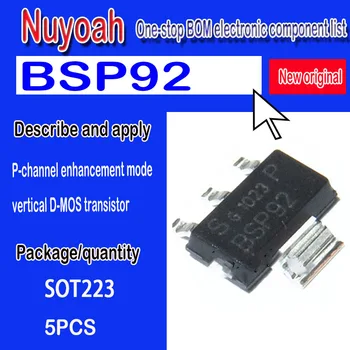 Нов оригинален спот BSP92 BSP92 SOT223 240V 0.2A P-канал подобрение режим вертикален D-MOS транзистор 5бр Изображение