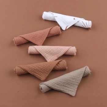 5PCS Многофункционална бебешка кърпа за лице дишаща муселин-кърпа марля-памучна кърпичка Изображение