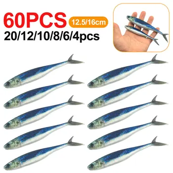 4-60pcs 3D риболов тролинг риба тон скумрия морска вода стръв примамки 12.5 / 16cm мека пластмаса примамка за плуване за бас риболов thkfish риба тон Изображение