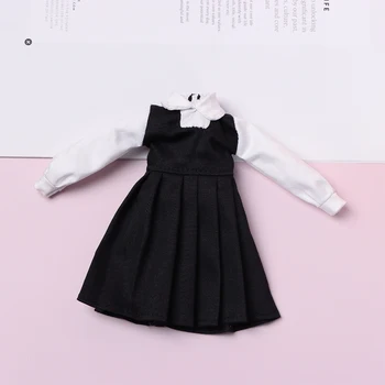 Проста черна бяла рокля 1/6 Bjd кукла обличане дрехи флот стил дрехи мини тениска върховете ежедневни поли 30CM кукла аксесоари Изображение