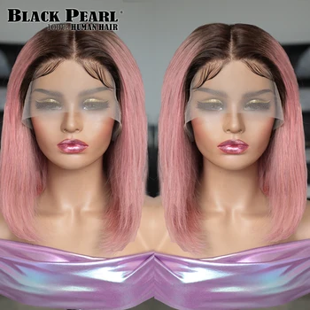 Perruques Cheveux Humains Дантела Фронтална перука от човешка коса Предварително оскубана без лепило WIg Носете За Да Отидете Pelucas De Mujejer Pelo Humano Pink Bob Изображение