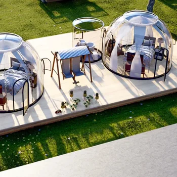 Открит хотел Dome House Glamping геодезически купол палатка с покривно покритие поликарбонат балон къща Изображение