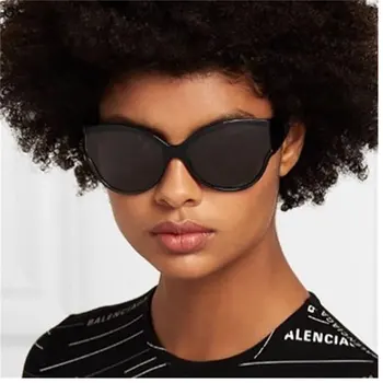 Big Black Cateye слънчеви очила луксозни нюанси жени реколта ретро марка дизайнер извънгабаритни очила очила lunette soleil femme Изображение