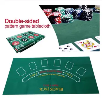 24''x 35'' Двустранна блекджек рулетка Казино покер Плот за маса Филц кърпа Cover Мат Texas Hold'em игра Покривка за маса Изображение