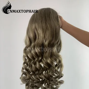 100% необработена европейска човешка девствена коса Swiss Lace Top Wig малък слой къдрава коса Изображение