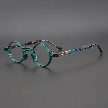 японски кръгли многоцветни мъжки рамки за очила Persoanlized диоптрични очила жени ацетат ръчно изработени висококачествени слънчеви очила Изображение