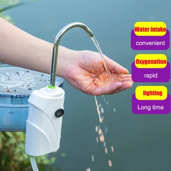 3in1 Автоматична водна помпа Малка водна издънка Многофункционална кислородна помпа Външна риболовна кислородна помпа Оксигенационна помпа Риболовен инструмент Изображение