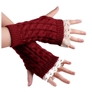 Без пръсти Дамски твърди дантелени плетени ръкавици Половин плетени ръкавици Ежедневни ръкавици ръкавици ръкавици мъже зимни аксесоари Изображение