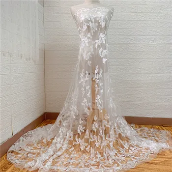 1 двор бродерия дантела апликация шиене цвете плат яка кръпка сватба рокля булчински рокля DIY Изображение