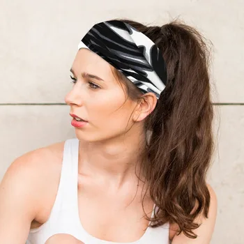 Дамска спортна лента за глава Йога пакет коса пот абсорбция главата честотна лента ръб отпечатан спортен лента за коса лента за коса мъже ленти за мъж Изображение
