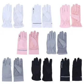 Еластична шофиране дишаща ледена коприна UPF 50+ Anti-UV сензорен екран ръкавици слънцезащитни ръкавици шофиране ръкавици Изображение