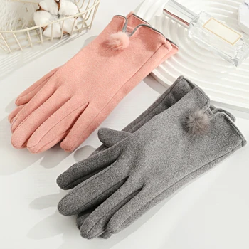 Ветроупорни ръкавици Зимни топли ръкавици за колоездене за жени Мъже Сензорен екран Ветроупорна удебелена плюшена подплата Защита за бягане Изображение