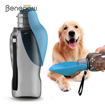 Benepaw Преносима бутилка за вода за кучета Дозатор за пиене на вода за средно големи кучета Разходка на открито Пътуване Плаж Туризъм 800ml Изображение