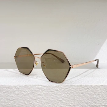 Нова мода класически сплав полигонални слънчеви очила мъжки най-високо качество дизайнерски очила UV400 открит ръчно изработени жени прости слънчеви очила Изображение