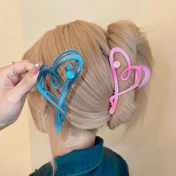 Минималистичен градиент Sweetheart фиба Дамски щипка за коса модни шапки за момичета Y2K Hottie стил нокти за коса аксесоари Изображение
