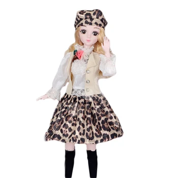 1/3 BJD кукла ежедневни дрехи леопард печат пола за 60CM топка съвместни кукли плюшени палто чорапи аксесоари играчки момичета подаръци Изображение