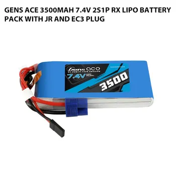 Gens Ace 3500mAh 7.4V 2S1P RX Lipo батерия с JR и EC3 щепсел Изображение