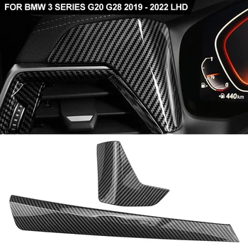 2PCS LHD За BMW Серия 3 G20 G28 2019 2020 2021 Автомобилна текстура от въглеродни влакна Централна конзола Панел на таблото за управление Защитен капак Trim Изображение
