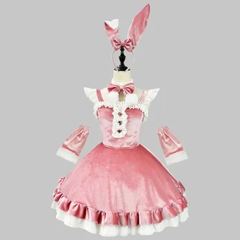 Аниме Хелоуин секси зайче косплей костюми Скъпа Kawaii Лолита принцеса рокля Коледа Дядо Коледа прислужница ролева игра екипировки Изображение
