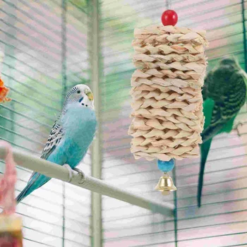 Parrot Chew Toy Grinding Stone Cage Висящи играчки Аксесоари за папагали Калциева добавка Изображение