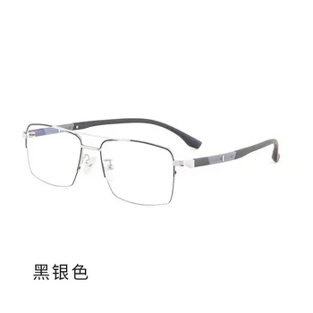 55mm мъжки очила титанов дизайн очила рецепта очила половин четене късогледство Oculos двойна греда голям размер рамка 9593 Изображение