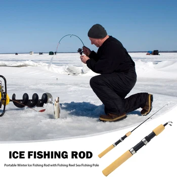 Преносим въдица за риболов на лед с риболовна макара Открит риболов Предене Зимна риба полюс Set морска риба Tackle Tool Gear Изображение