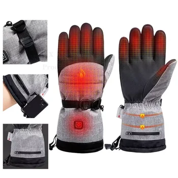 Нови зимни електрически отопляеми ръкавици сензорен екран водоустойчив ветроупорен анти-студен унисекс открит колоездене спортни ръка топло ръкавици Изображение