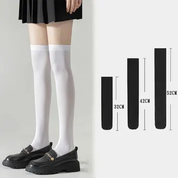Летни тънки чорапи еластични момичета над коляното чорапи плътен цвят детски чорапи мода момиче JK униформа дълги крака чорапи Изображение